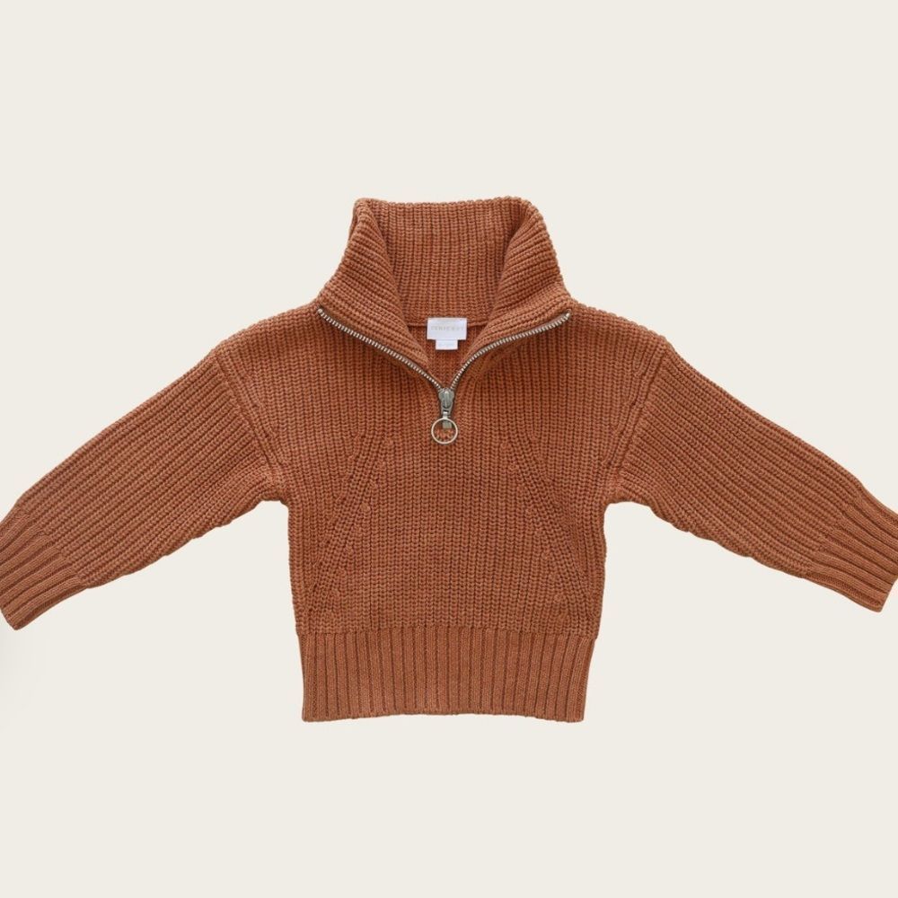 Jamie Kay Bradley Knit Half Zip Sweater in Tawny Marle | 1YR - Picture 1 of 8